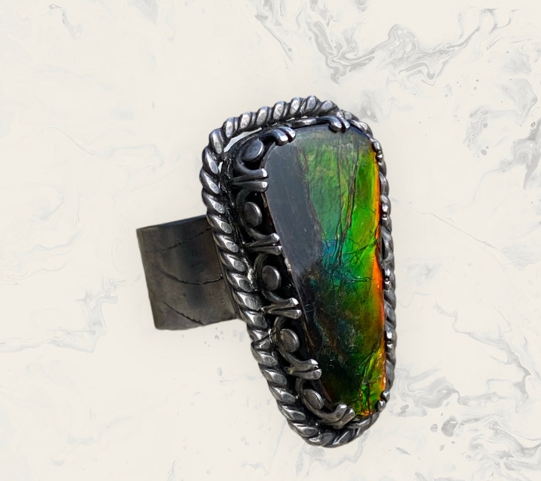 Handmade Ammolite Ring