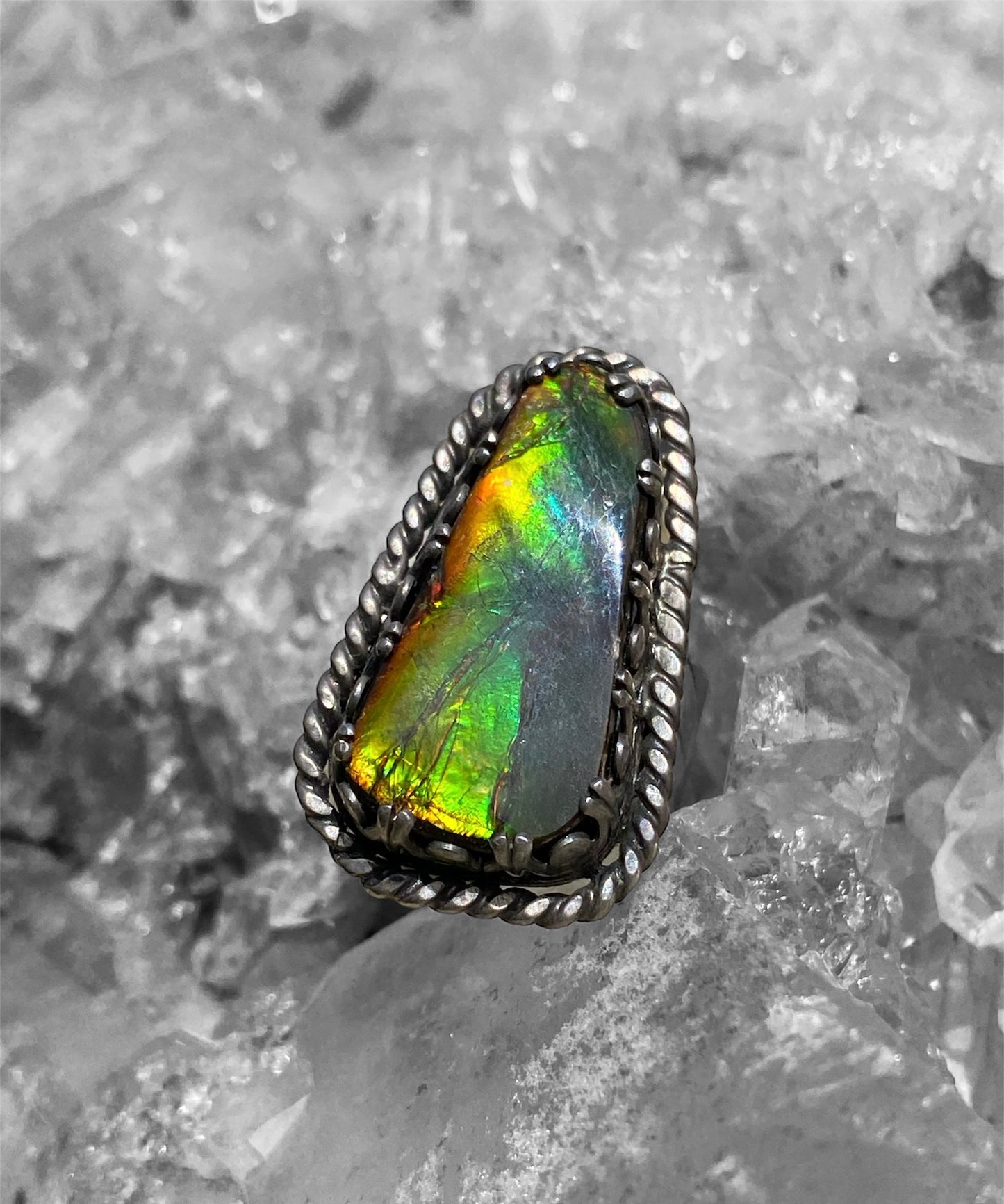 Handmade Ammolite Ring