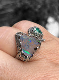 Handmade Matrix Opal and Emerald Ring