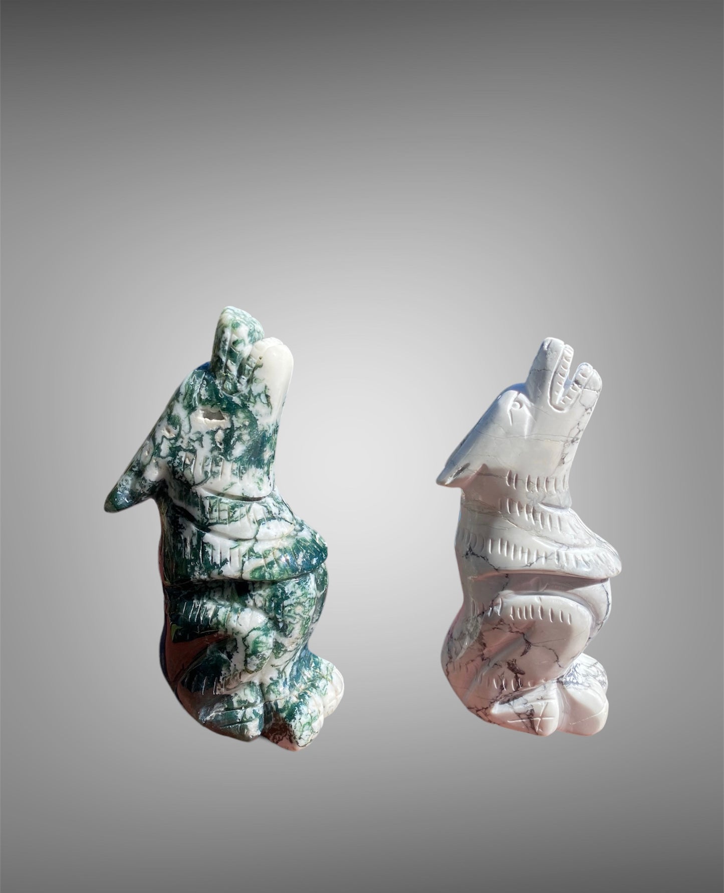 Howling Wolf Natural Crystal Carving