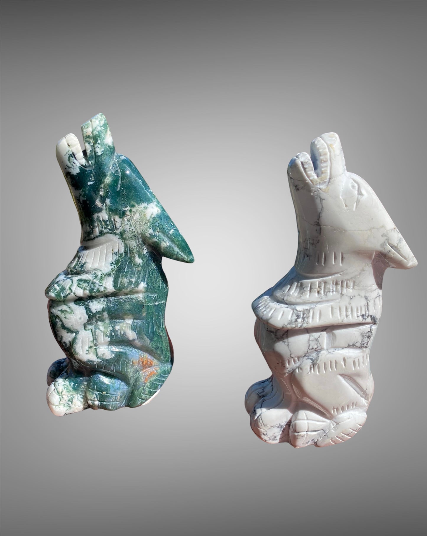 Howling Wolf Natural Crystal Carving