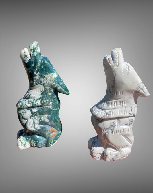 Howling Wolf Natural Crystal Carving