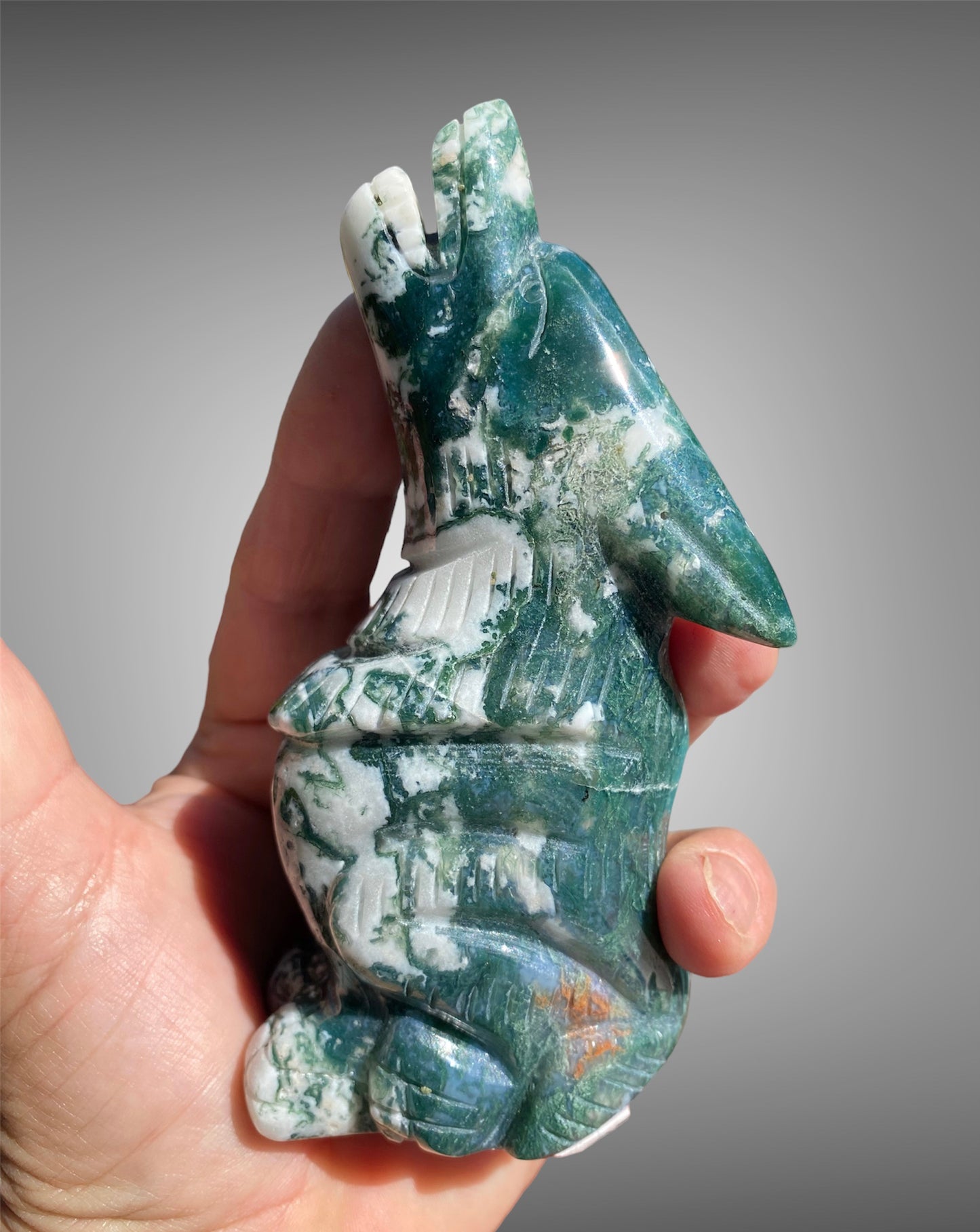 Howling Wolf Natural Crystal Carving