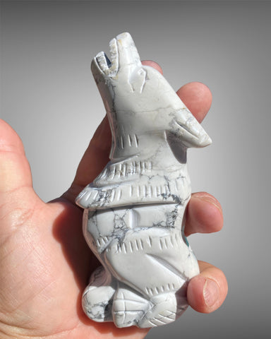 Howling Wolf Natural Crystal Carving