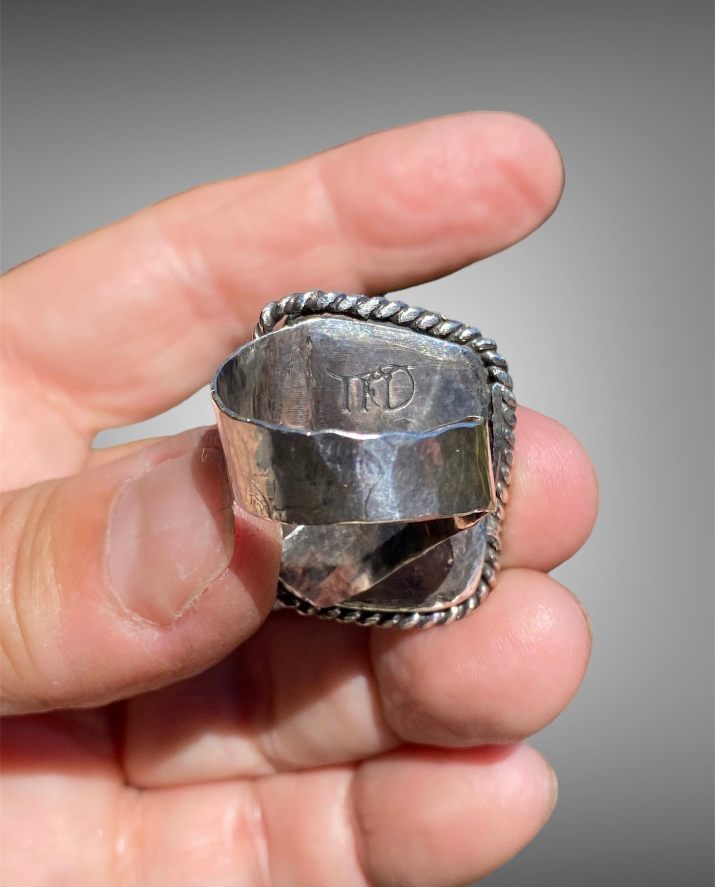 Handmade Queensland Boulder Opal Ring – Sterling Silver Adjustable Statement Ring (Size 10–11)