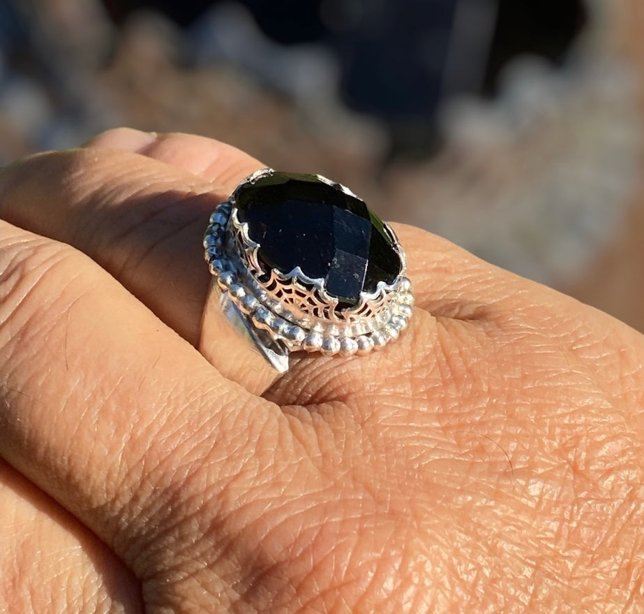 Handcrafted Smoky Quartz Statement Ring in Sterling Silver