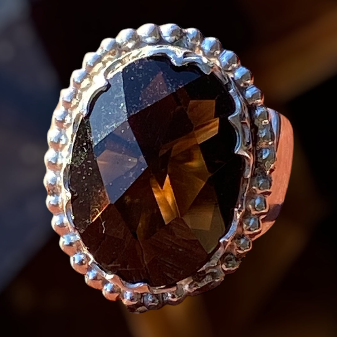 Handcrafted Smoky Quartz Statement Ring in Sterling Silver