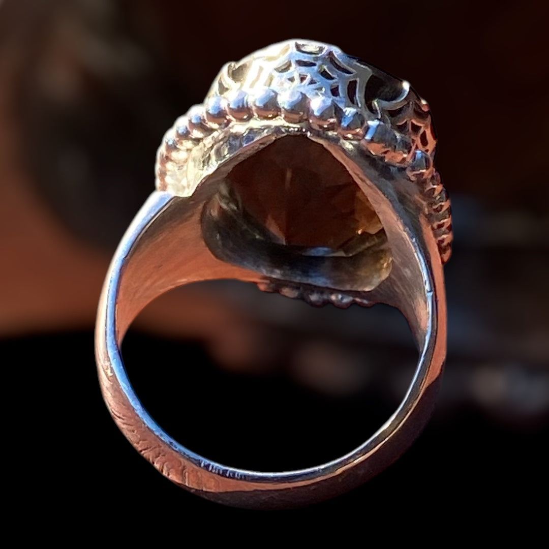 Handcrafted Smoky Quartz Statement Ring in Sterling Silver