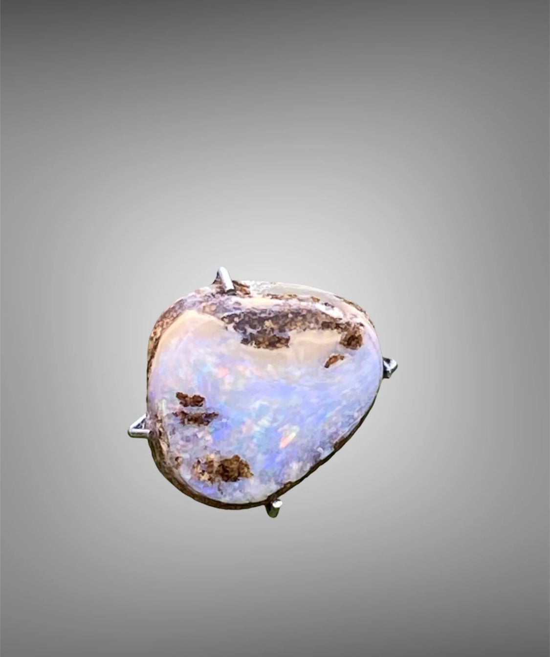 Handmade Queensland Boulder Opal Ring – Vintage Sterling Silver Spoon Ring Size 10