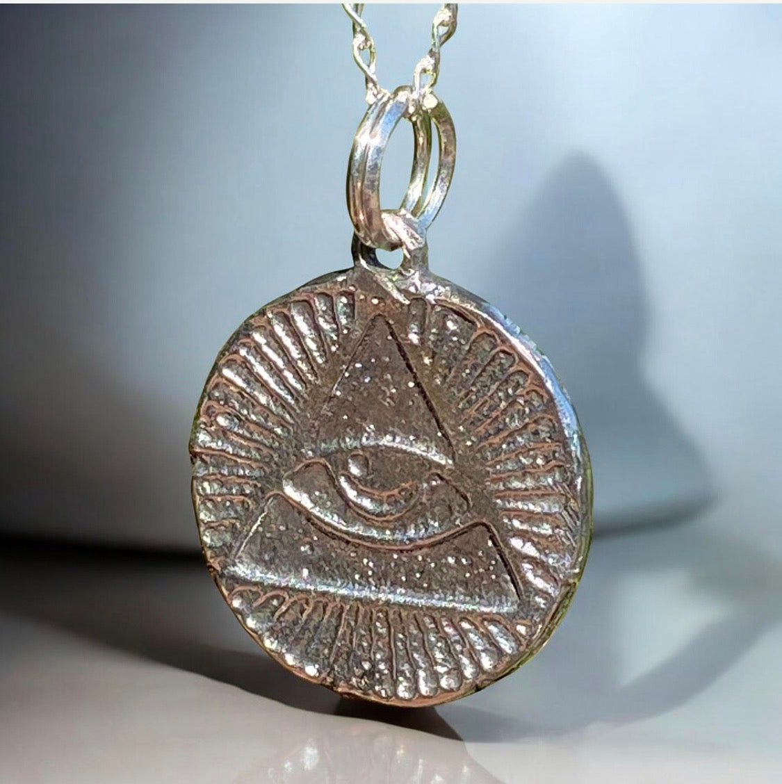 Handmade Sterling Silver All Seeing Eye Necklace – Sand Cast 925 Amulet Pendant