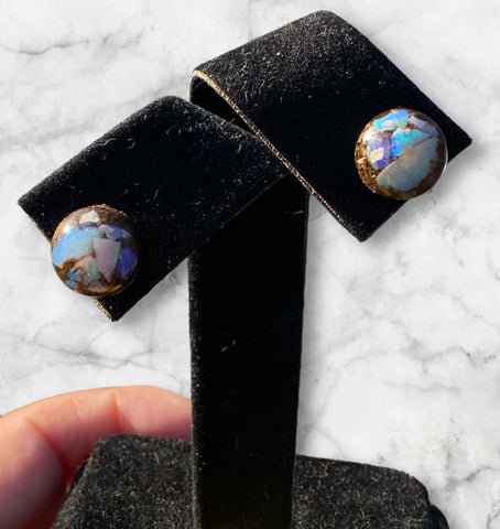 Handcrafted Opal Chips in Resin Studs