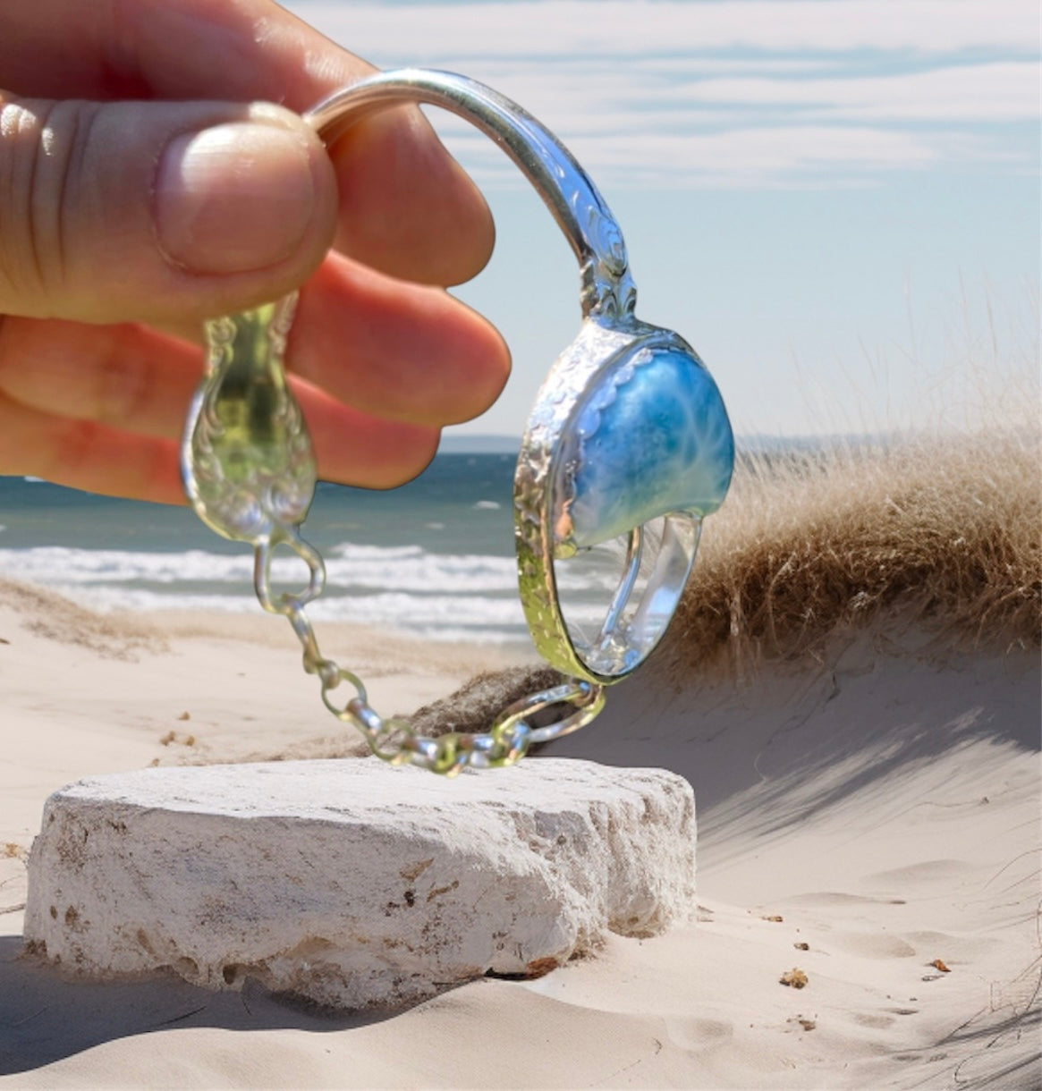 Bespoke Larimar Sterling Silver Bracelet