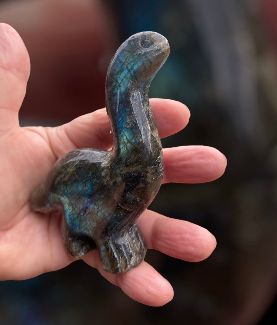 Labradorite Brontosaurus Figurine Carving