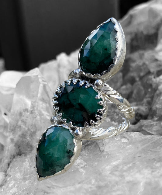 Handmade Triple Stone Ring Custom Order sold