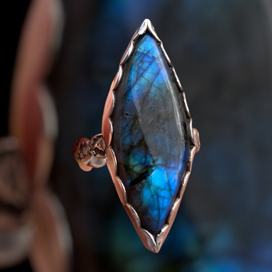 Handmade Marquise Cut Labradorite Ring