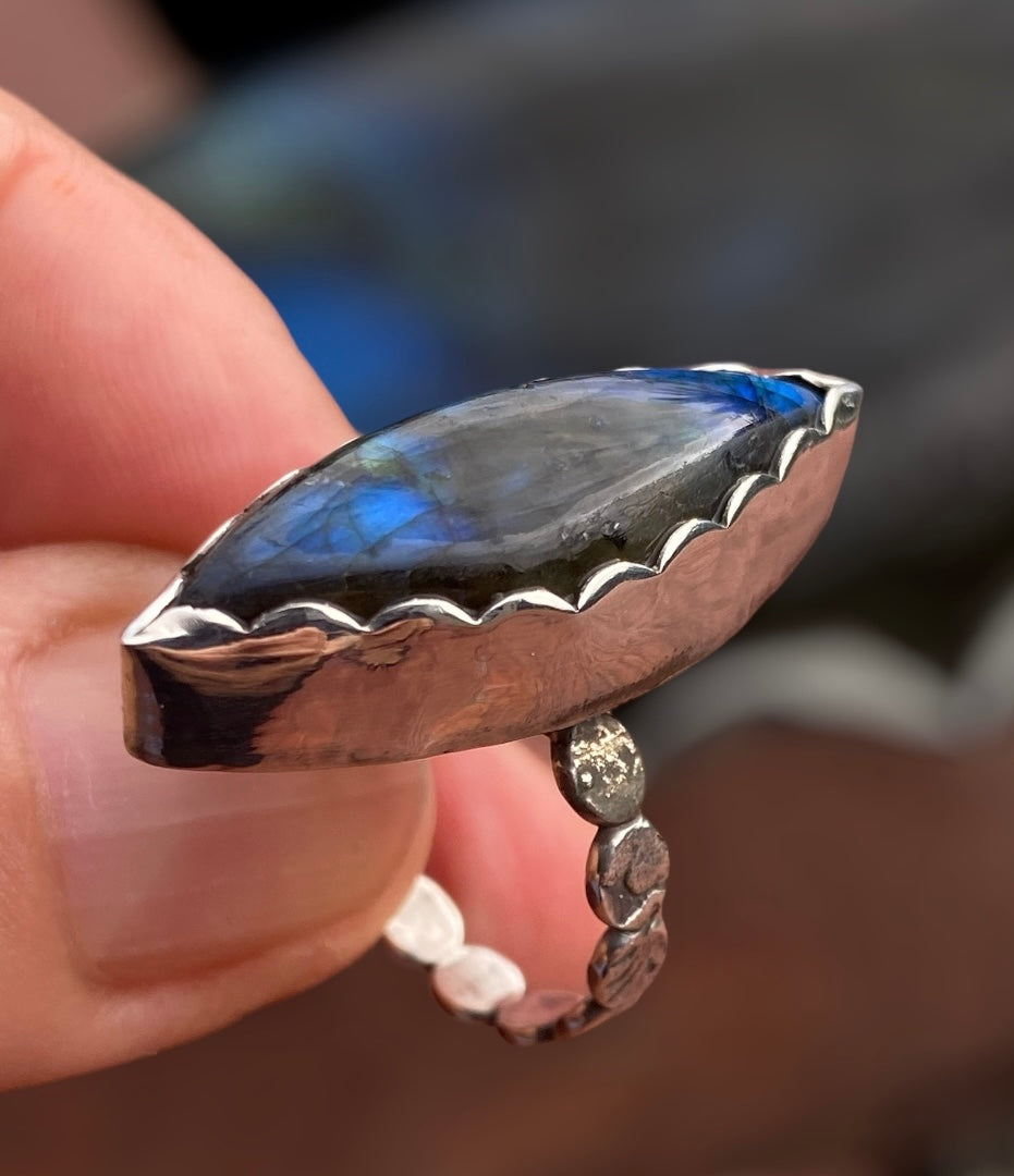 Handmade Marquise Labradorite Sterling Silver Ring