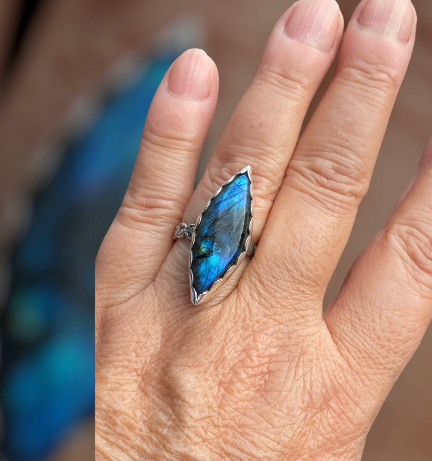 Handmade Marquise Labradorite Sterling Silver Ring