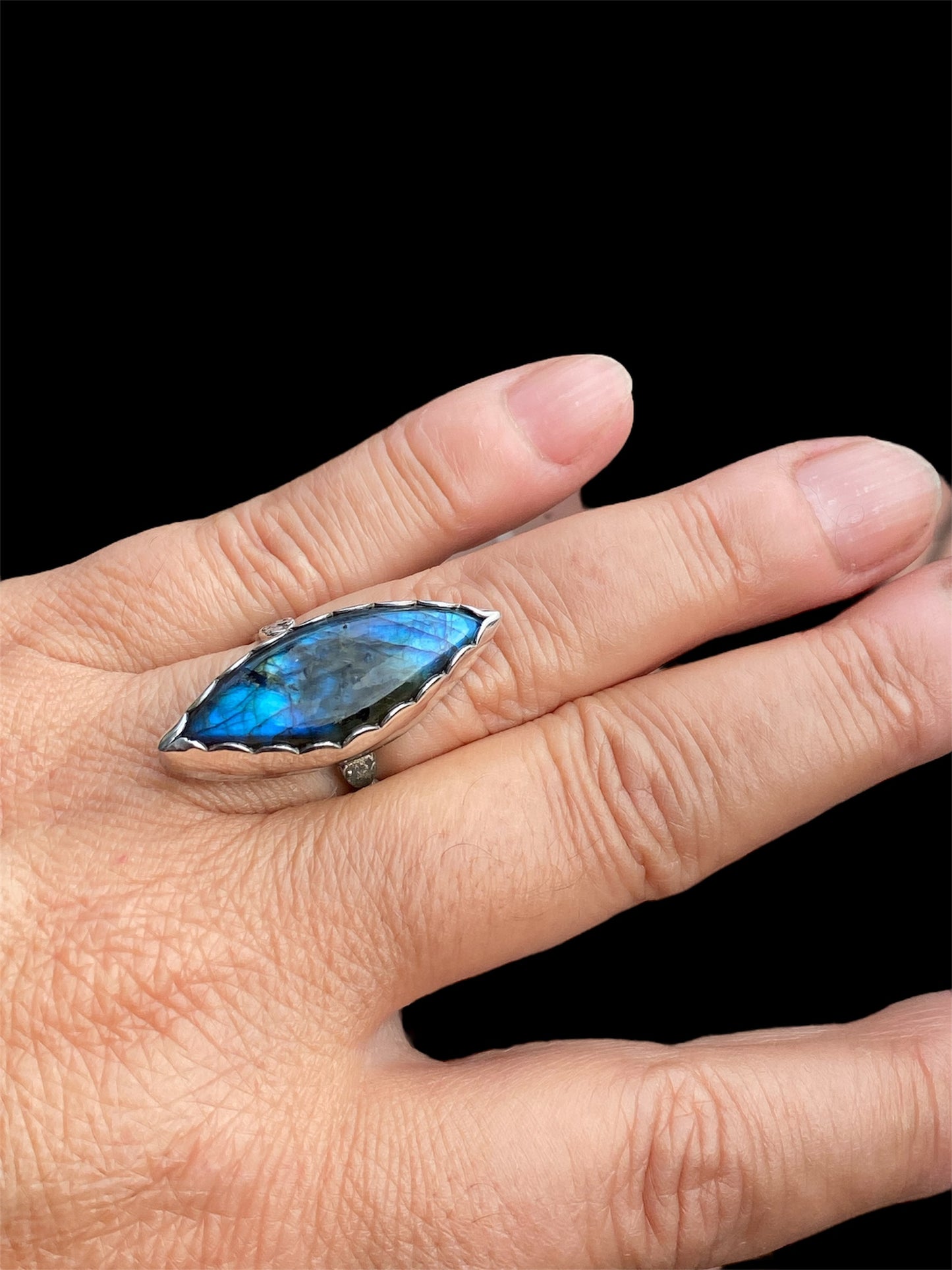 Handmade Marquise Labradorite Sterling Silver Ring