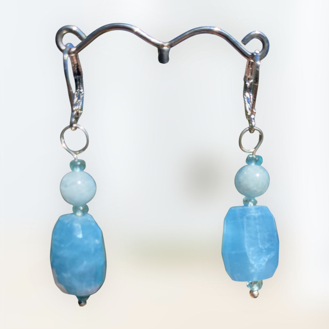 Handmade Aquamarine Bead Earrings