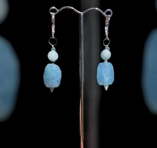 Handmade Aquamarine Bead Earrings