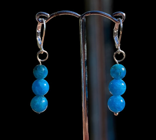 Handmade Blue Apatite Bead Earrings