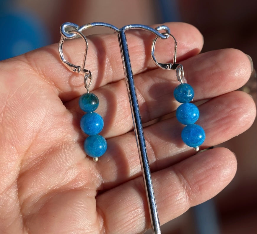 Handmade Blue Apatite Bead Earrings