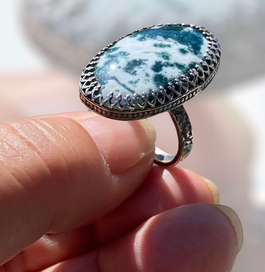 Handmade Moss Agate Ring