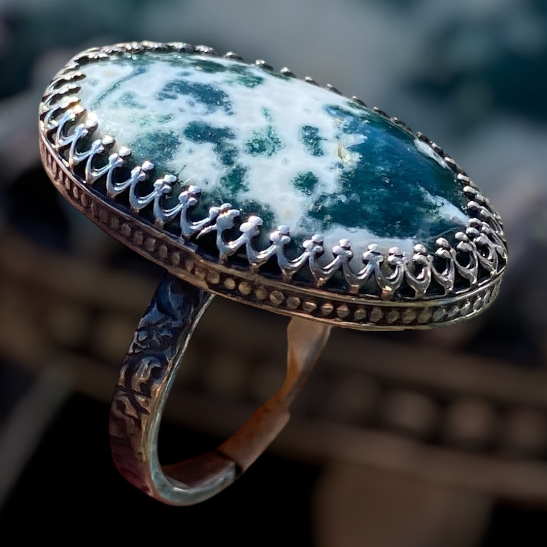 Handmade Moss Agate Ring