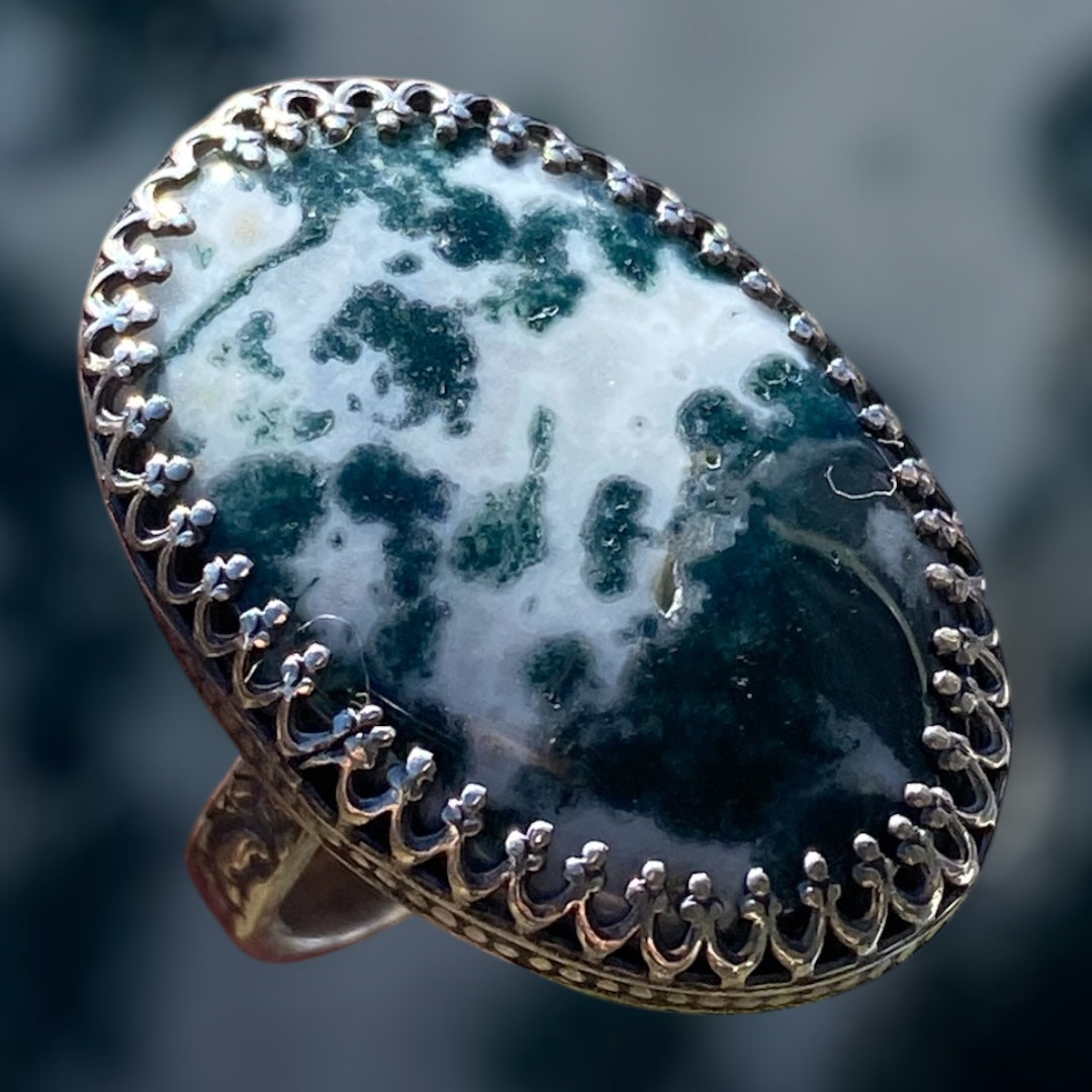 Handmade Moss Agate Ring