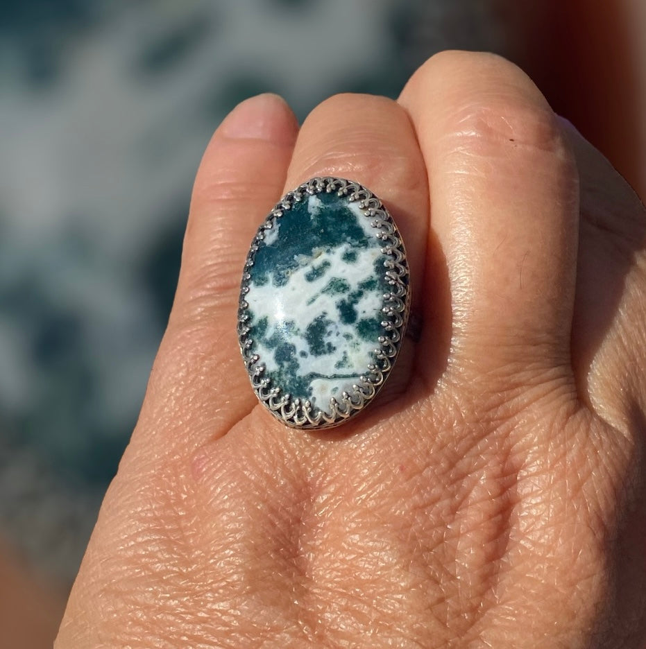 Handmade Moss Agate Ring