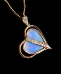 Lightning Ridge Crystal Opal Heart Gold Pendant