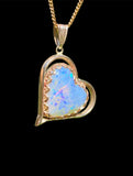 Lightning Ridge Crystal Opal Heart Gold Pendant