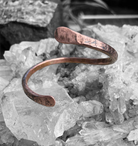 Hand Forged Copper Textured Bracelet Cuff