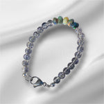 Ethiopian Black & White Opal & Glass Bead Bracelet