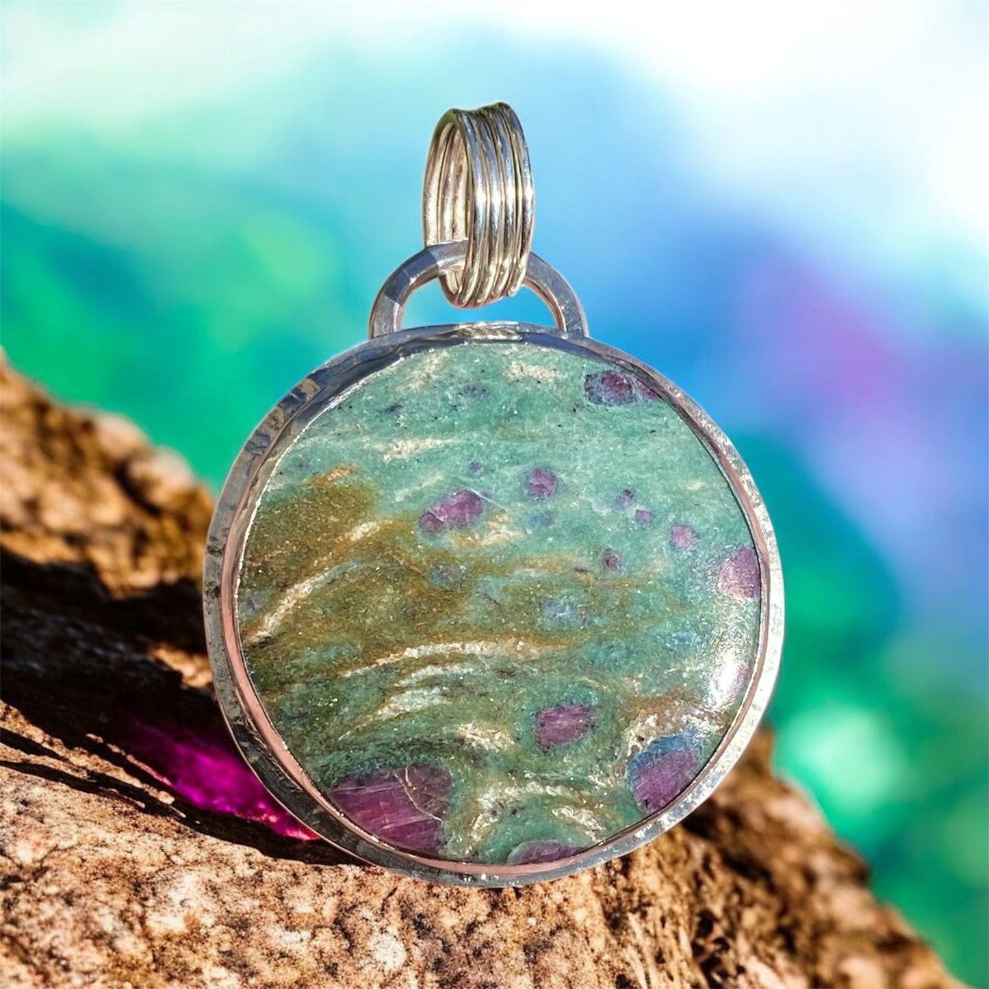 Custom made Ruby in Fuchsite Pendant