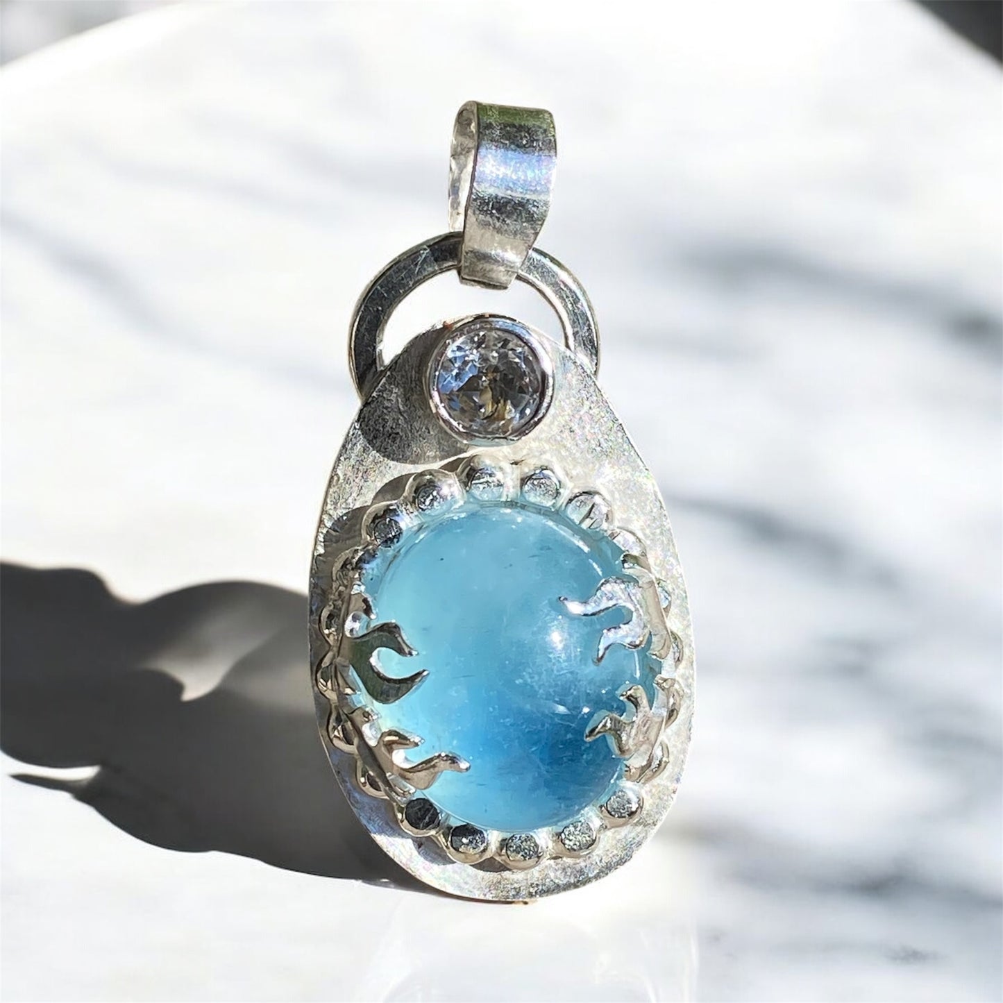 Handmade Aquamarine & Topaz Pendant