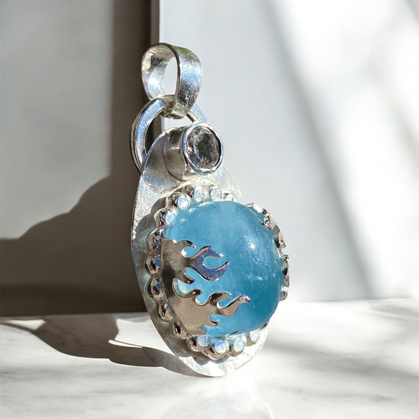 Handmade Aquamarine & Topaz Pendant