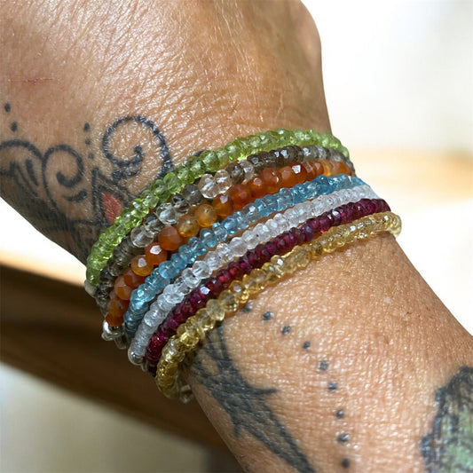 Handmade Faceted Gemstone Bracelet Natural Crystal Beaded Bracelet One of a Kind Jewellery Australia Gift