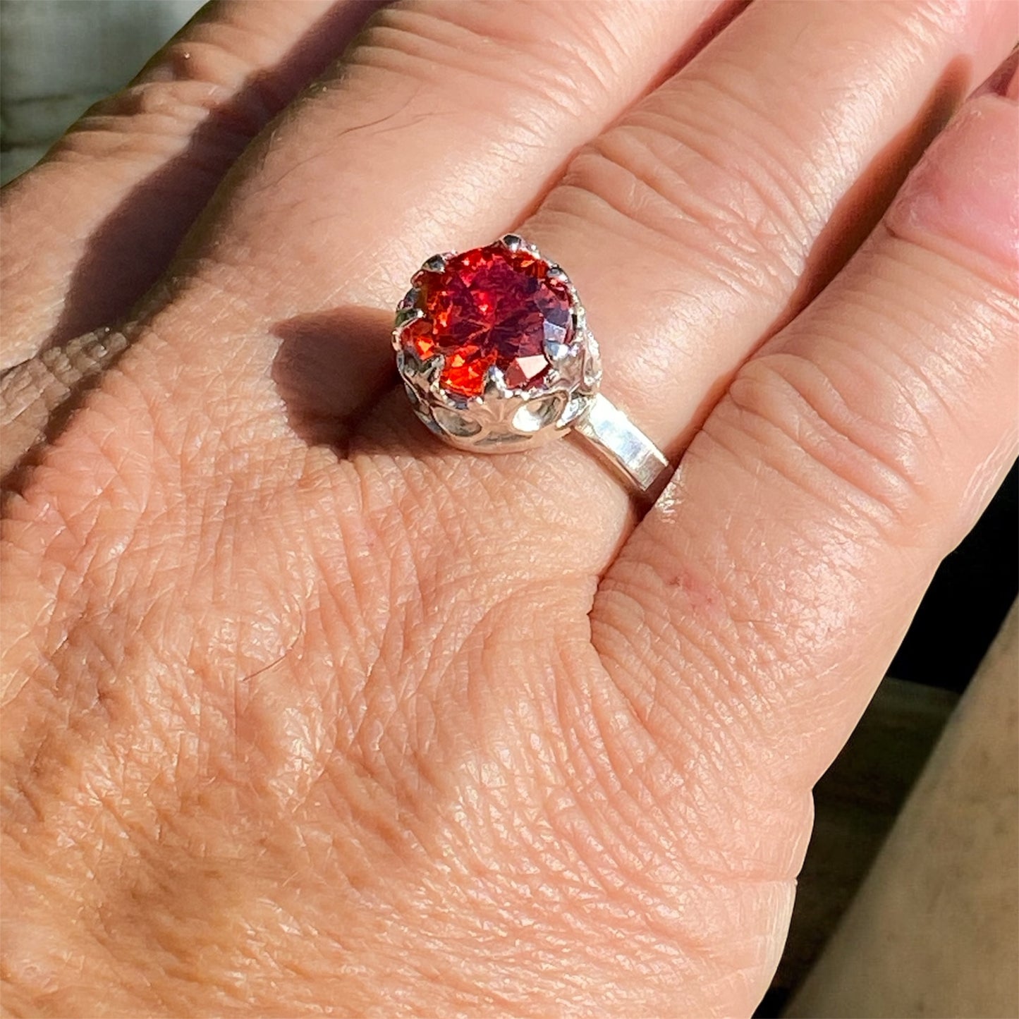 Handmade Orange Zircon Ring