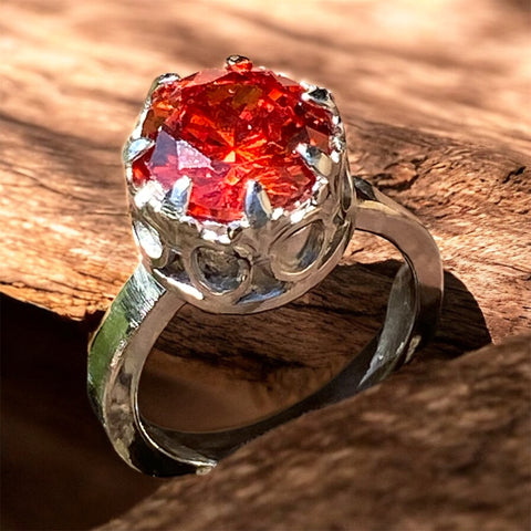 Handmade Orange Zircon Ring