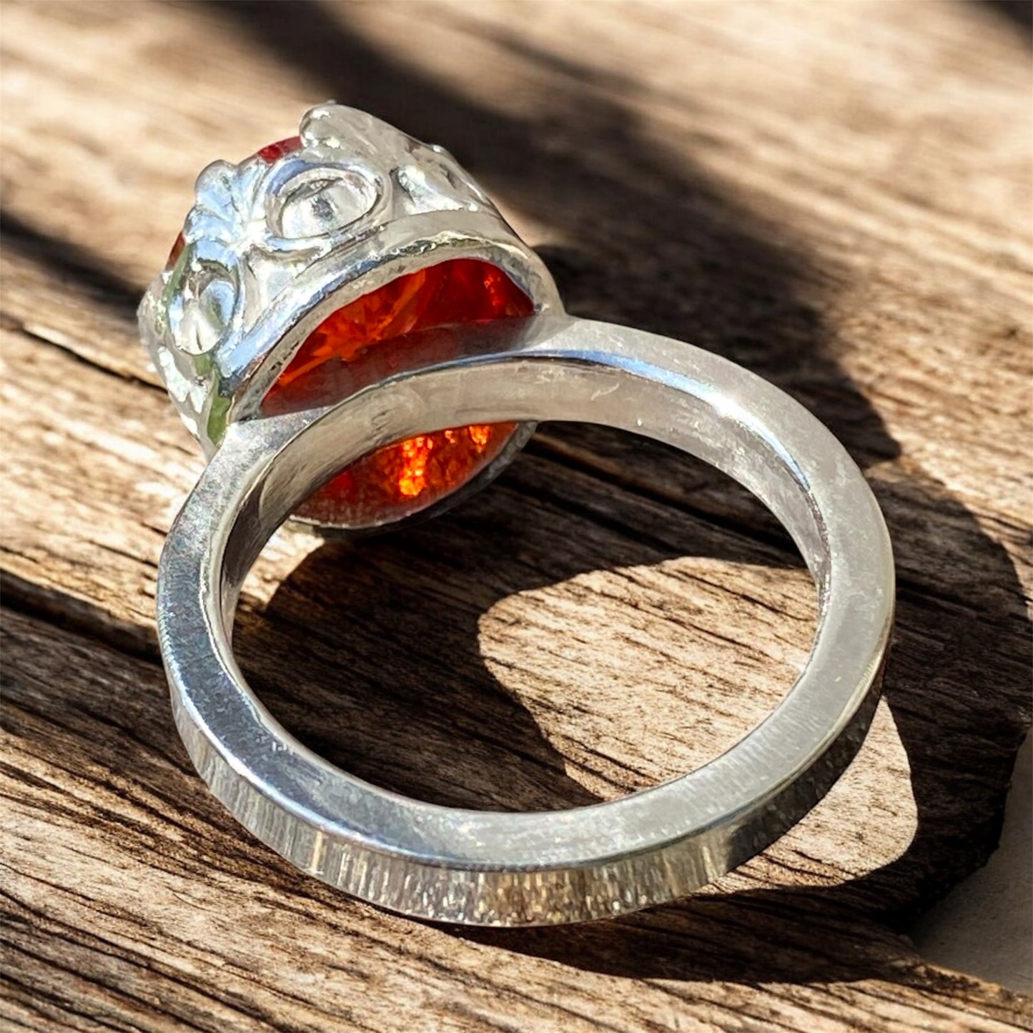 Handmade Orange Zircon Ring