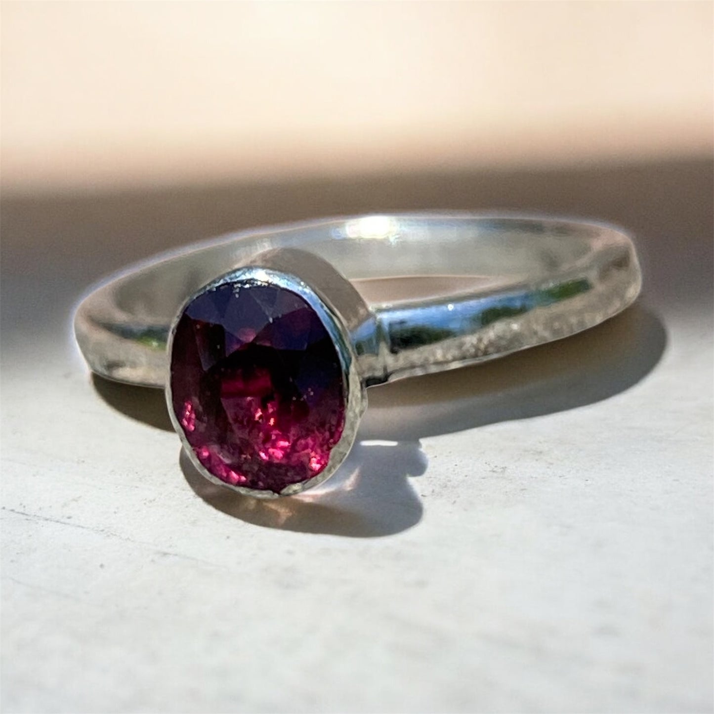 Handmade Rhodolite Garnet Ring for Chiara sold