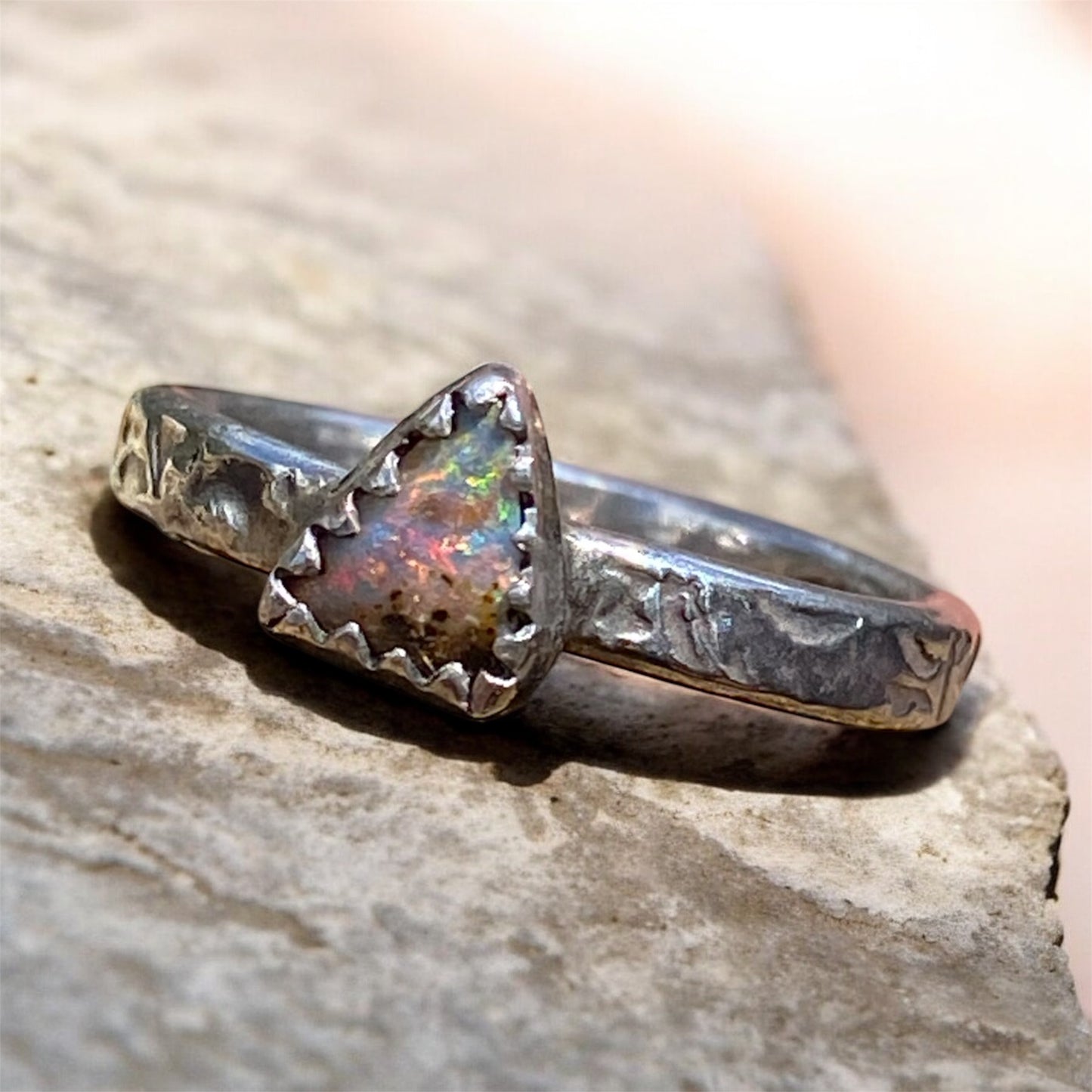 Handmade QLD Boulder Opal Ring