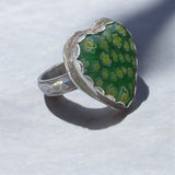 Handmade Millefiori Green Glass Heart Ring