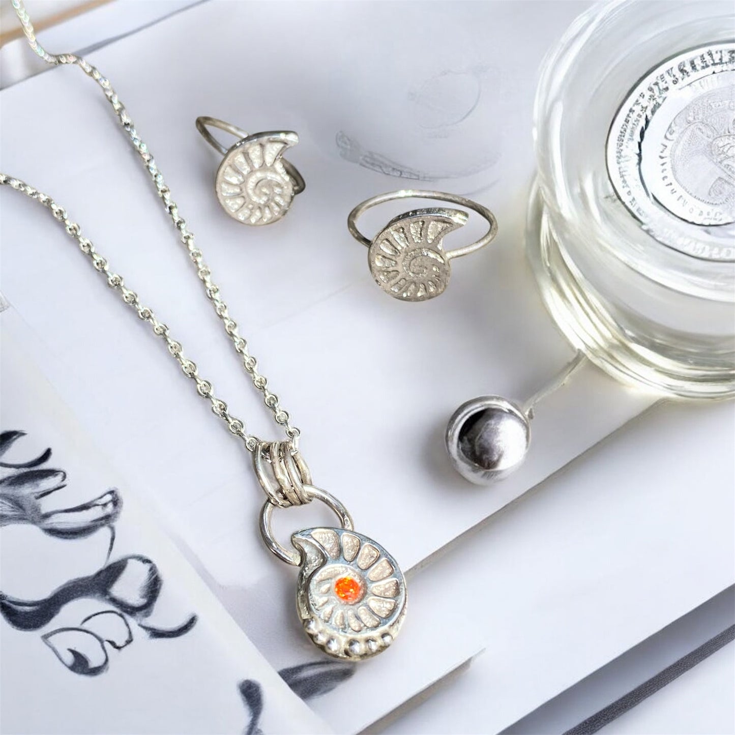 Sand Cast Sterling Silver Ammonite Jewellery