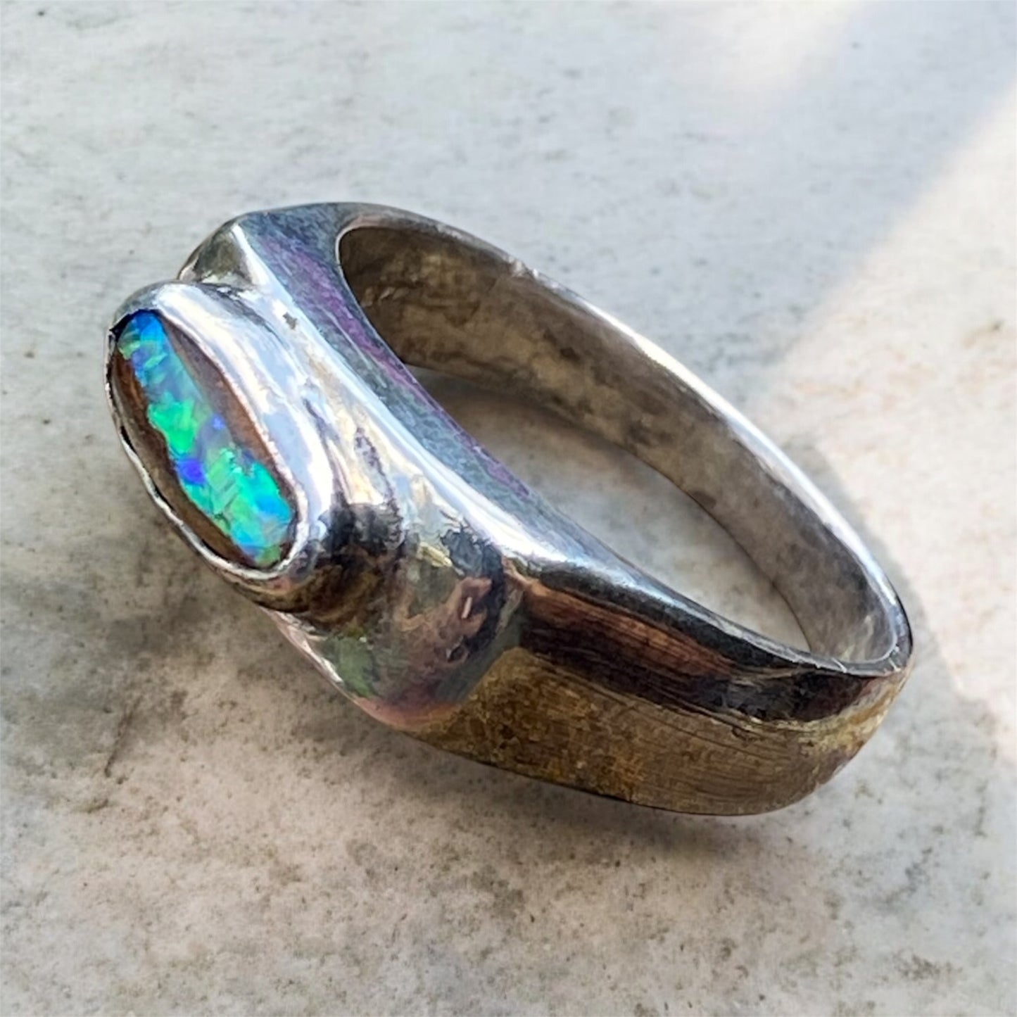 Handmade Australian Pipe Opal Signet Ring