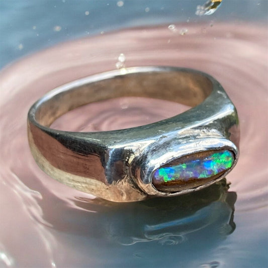 Handmade Australian Pipe Opal Signet Ring
