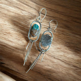 Hand Fabricated Bacon Opal & Turquoise Earrings