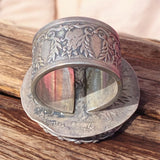 Hand Fabricated Evil Eye Ammonite Silver Ring