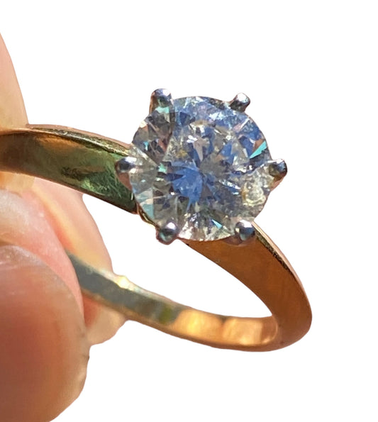 GIA 1.05ct Diamond Solitaire 18k Yellow Gold and Platinum